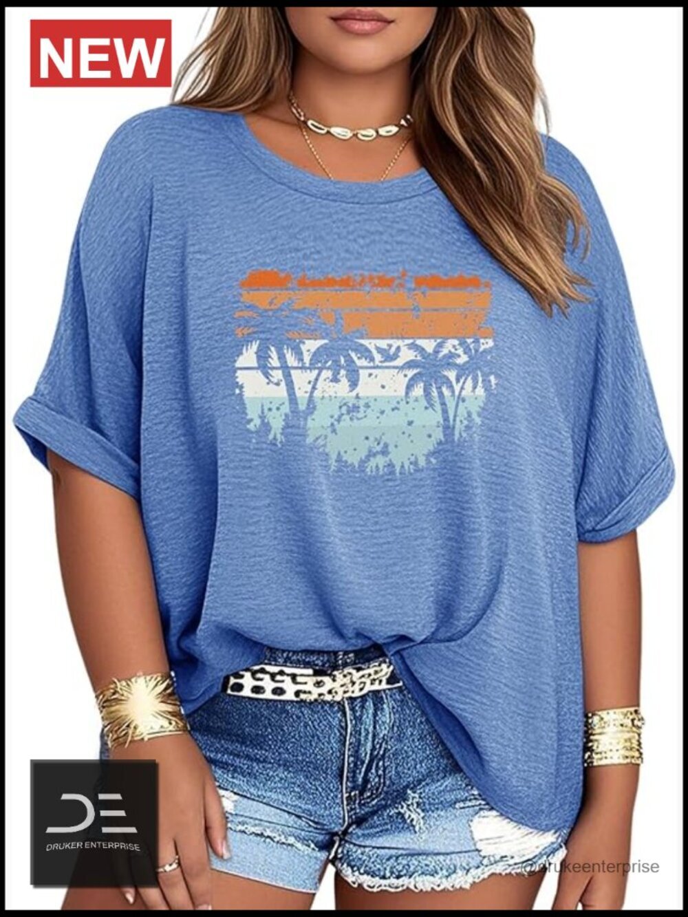 Plus Size Oversized Half Sleeve Crew Neck T Shirt Loose Fit Flowy Casual Tee